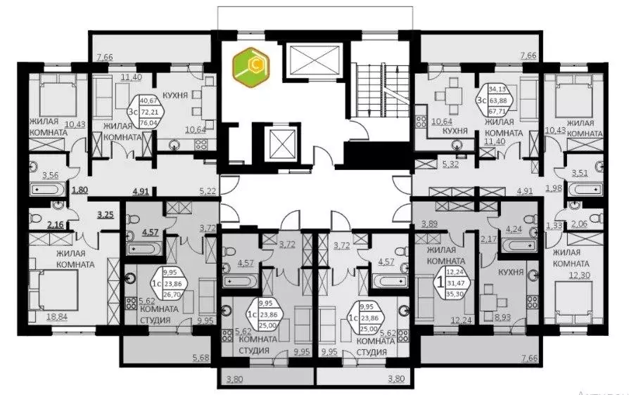 3-к кв. Пермский край, д. Кондратово ул. Г.Н. Нифантова, 4Б (72.0 м) - Фото 2