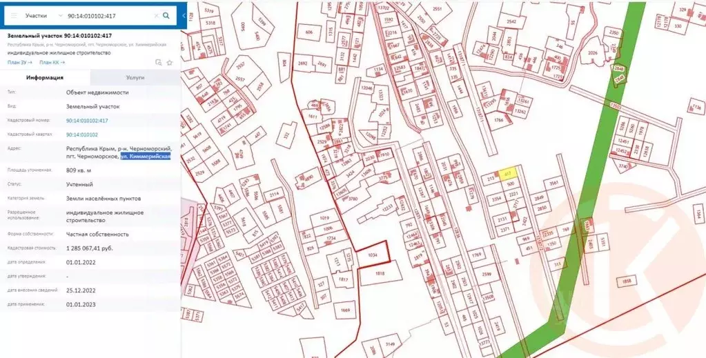 Участок в Крым, Черноморское пгт ул. Киммерийская, 17 (8.0 сот.) - Фото 1