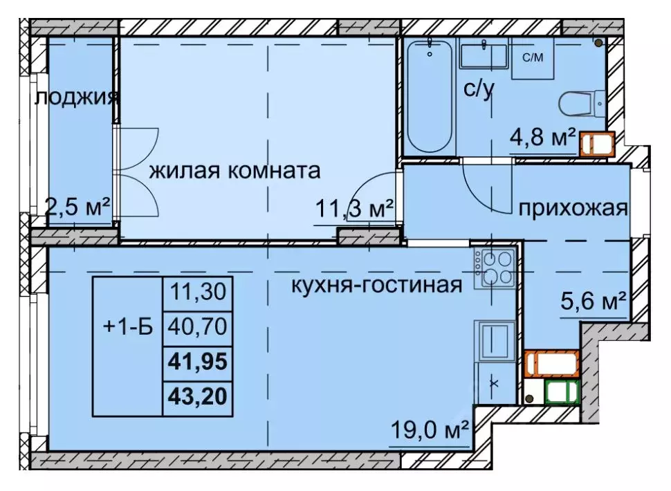 1-к кв. Нижегородская область, Нижний Новгород ул. Дружаева, 30 (41.95 ... - Фото 0