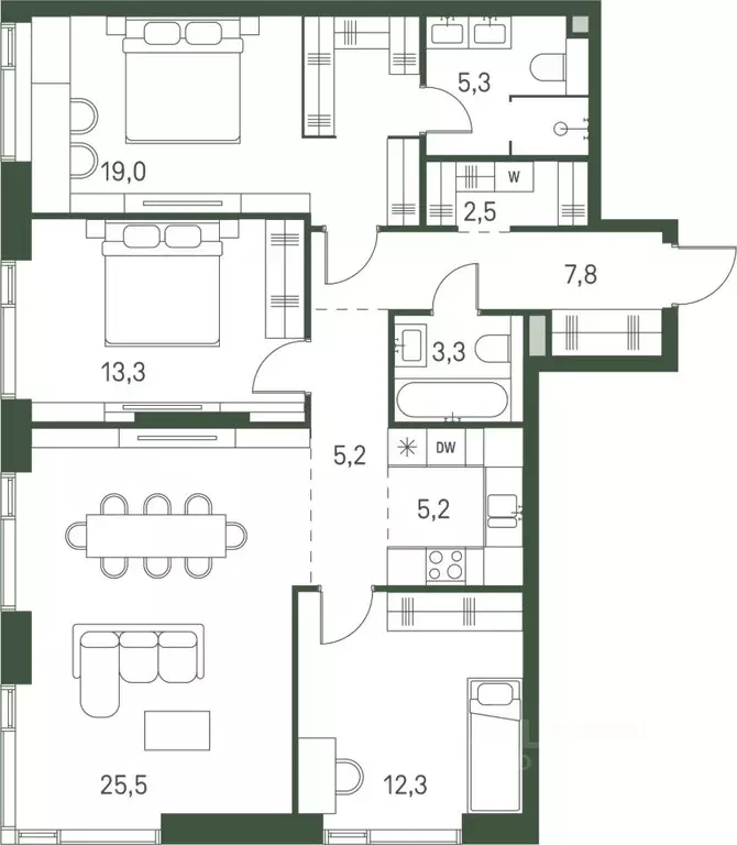 3-к кв. Москва Моментс жилой комплекс, к2.1 (99.4 м) - Фото 0