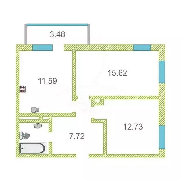 2-комнатная квартира: Тюмень, улица Тимофея Чаркова, 28 (52.6 м) - Фото 2