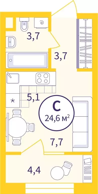 Квартира-студия: Екатеринбург, улица Коперника (22.37 м) - Фото 0