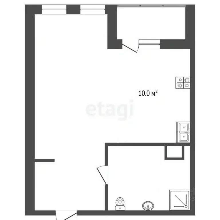 Студия Тюменская область, Тюмень ул. 50 лет Октября, 57Б (36.4 м) - Фото 1