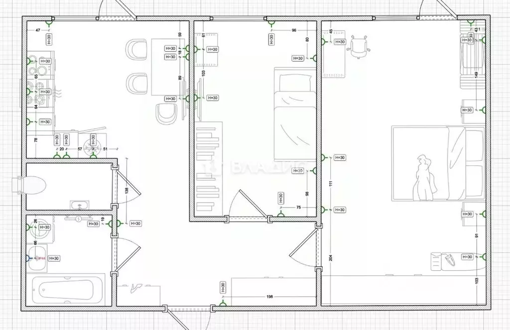 Квартира, 2 комнаты, 56 м - Фото 1