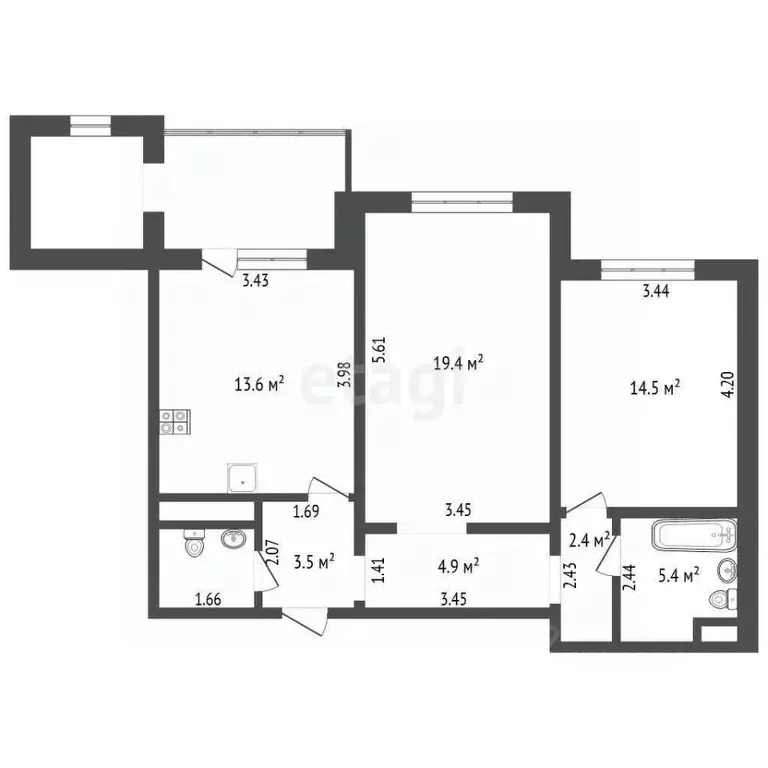 2-к кв. Московская область, Подольск ул. Веллинга, 7 (73.4 м) - Фото 1