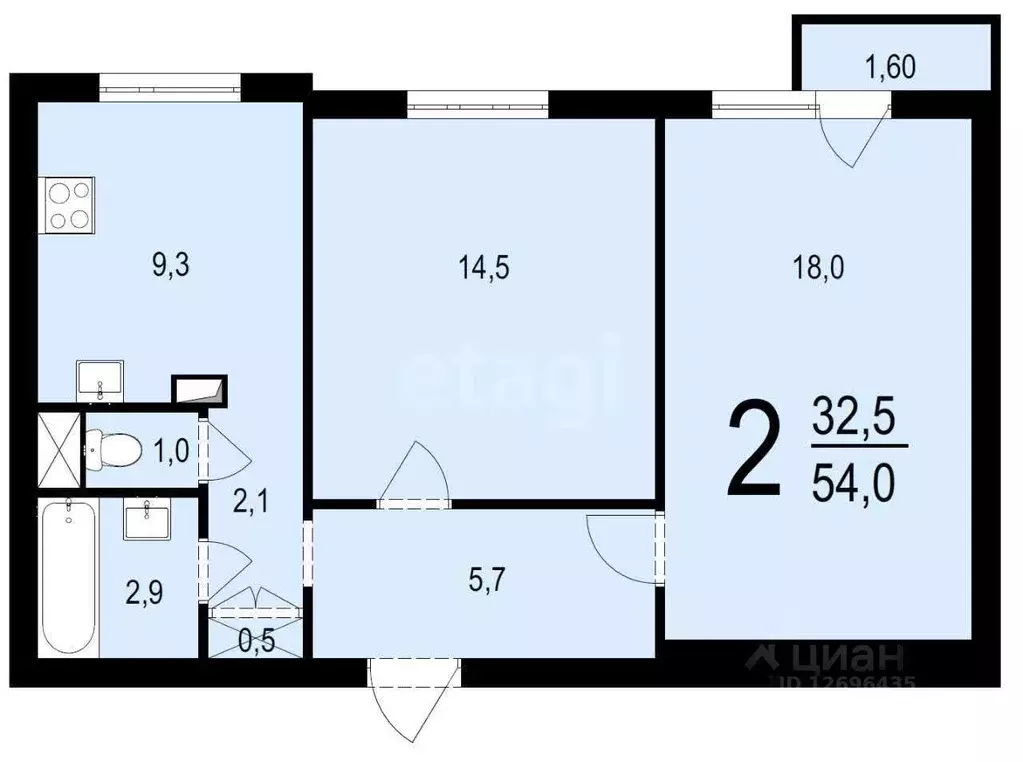 2-к кв. Москва ул. Перерва, 50 (54.0 м) - Фото 2