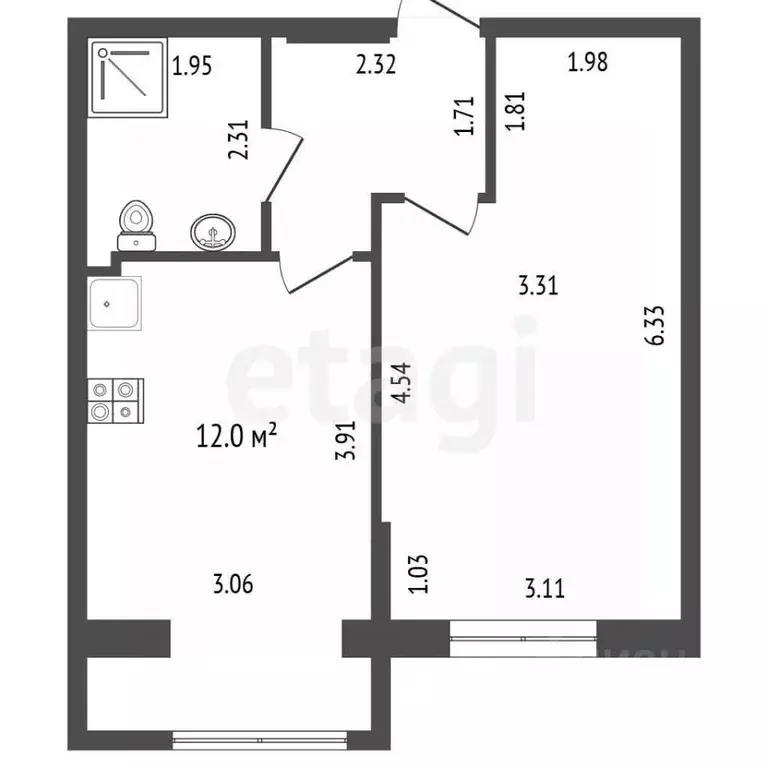 1-к кв. Севастополь ул. Челнокова, 17к2Б (42.3 м) - Фото 2