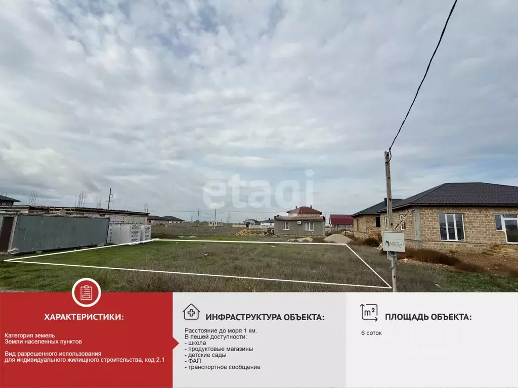 Участок в Крым, Евпатория ул. Сабрие Эреджеповой, 9 (6.0 сот.) - Фото 1