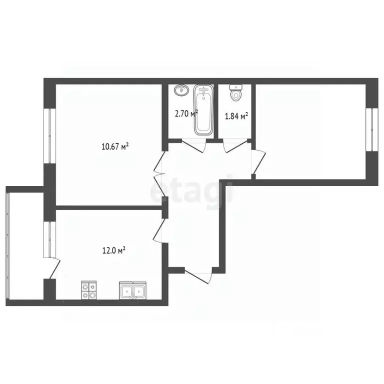 2-к кв. Мордовия, Саранск ул. Девятаева, 1 (60.0 м) - Фото 2