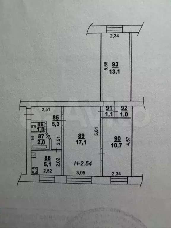 3-к. квартира, 56,4 м, 1/5 эт. - Фото 0