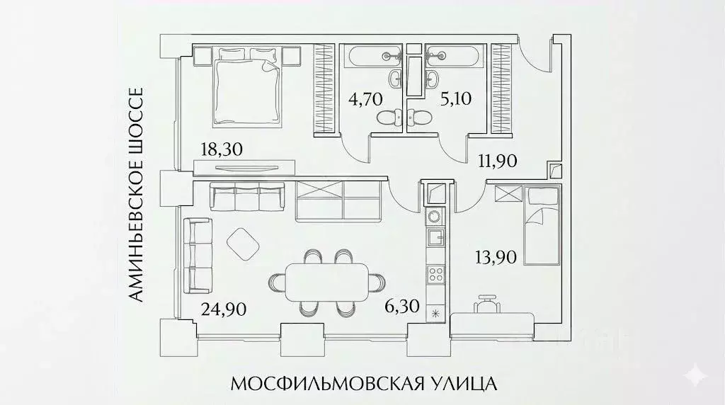 3-к кв. Москва просп. Генерала Дорохова, 49 (85.0 м) - Фото 2