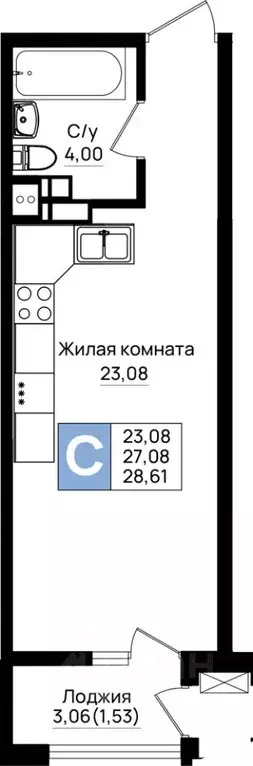 Студия Краснодарский край, Новороссийск 5-я Бригада мкр,  (28.61 м) - Фото 0