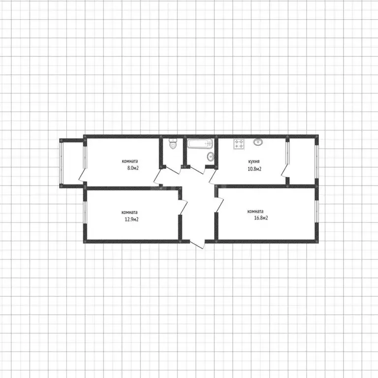 3-к кв. Белгородская область, Белгород просп. Ватутина, 18б (58.6 м) - Фото 2