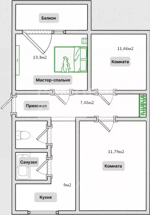 3-к кв. Москва ул. Новаторов, 4К5 (80.0 м) - Фото 1