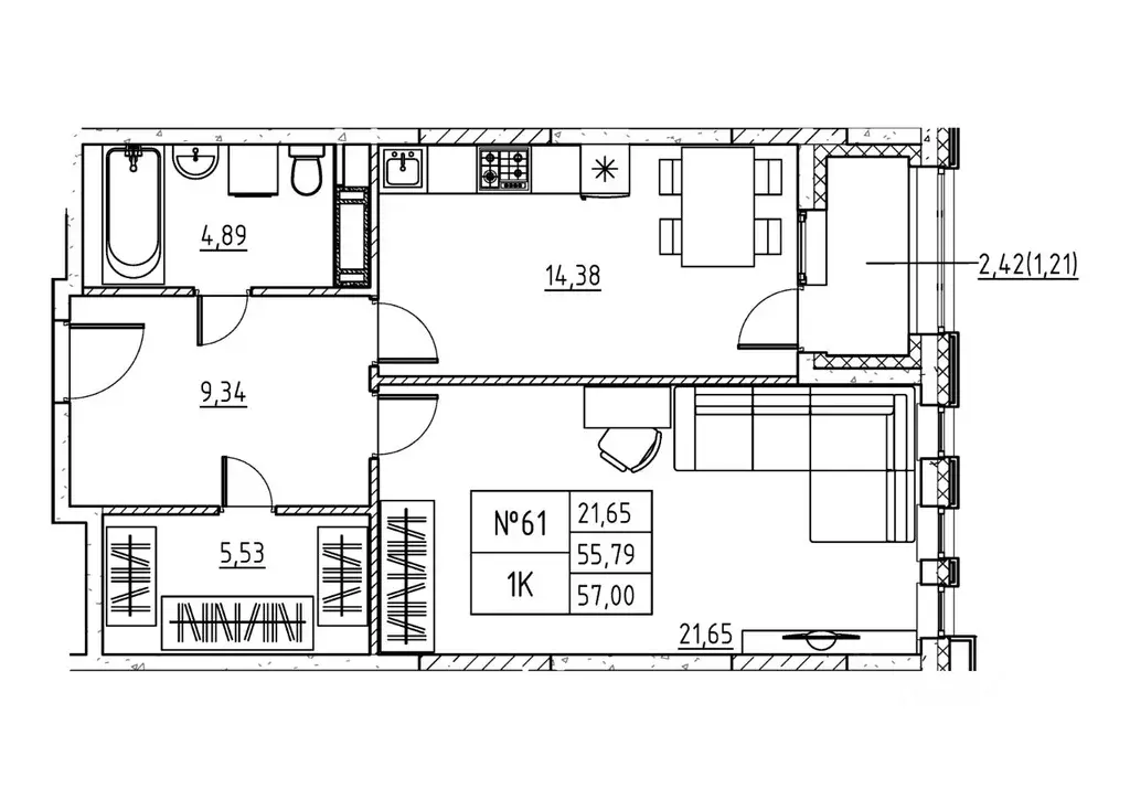 1-к кв. Московская область, Дубна ул. Понтекорво (58.21 м) - Фото 1