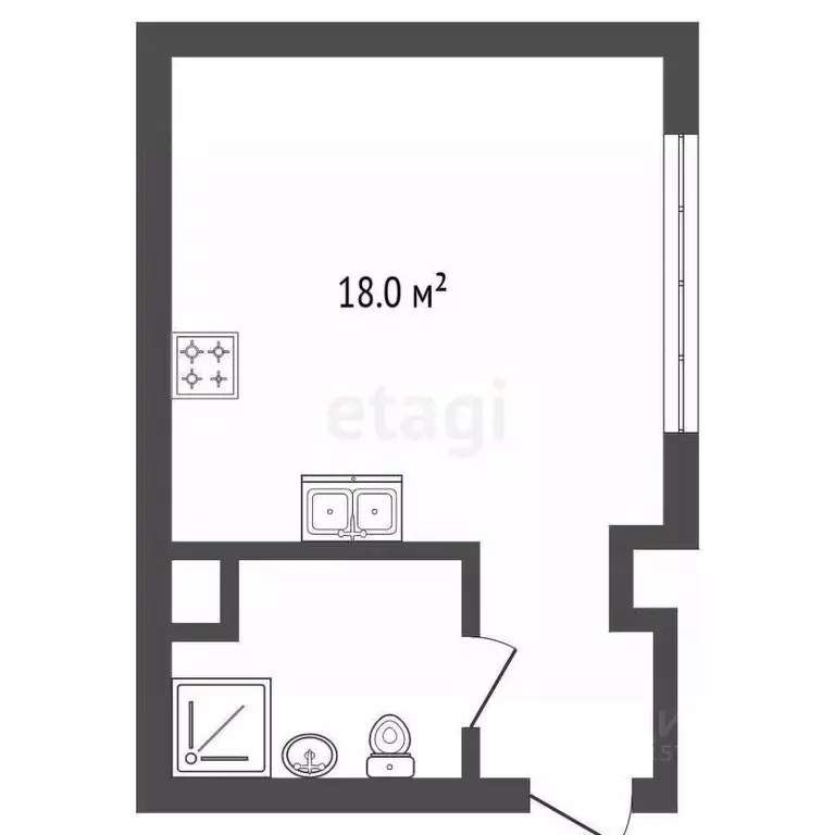 Студия Санкт-Петербург Загородный просп., 17 (18.1 м) - Фото 1