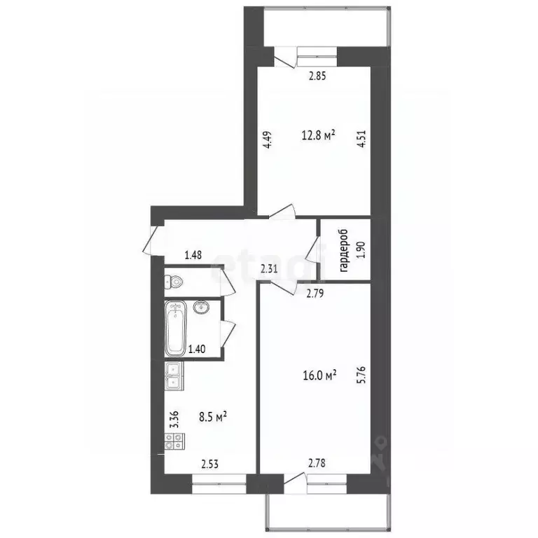 2-к кв. Вологодская область, Вологда Зеленый Город мкр, 1 (53.0 м) - Фото 1