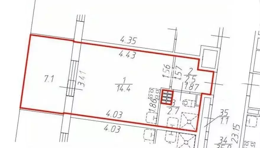 Студия Санкт-Петербург ул. Орбитальная, 9к1 (20.4 м) - Фото 2
