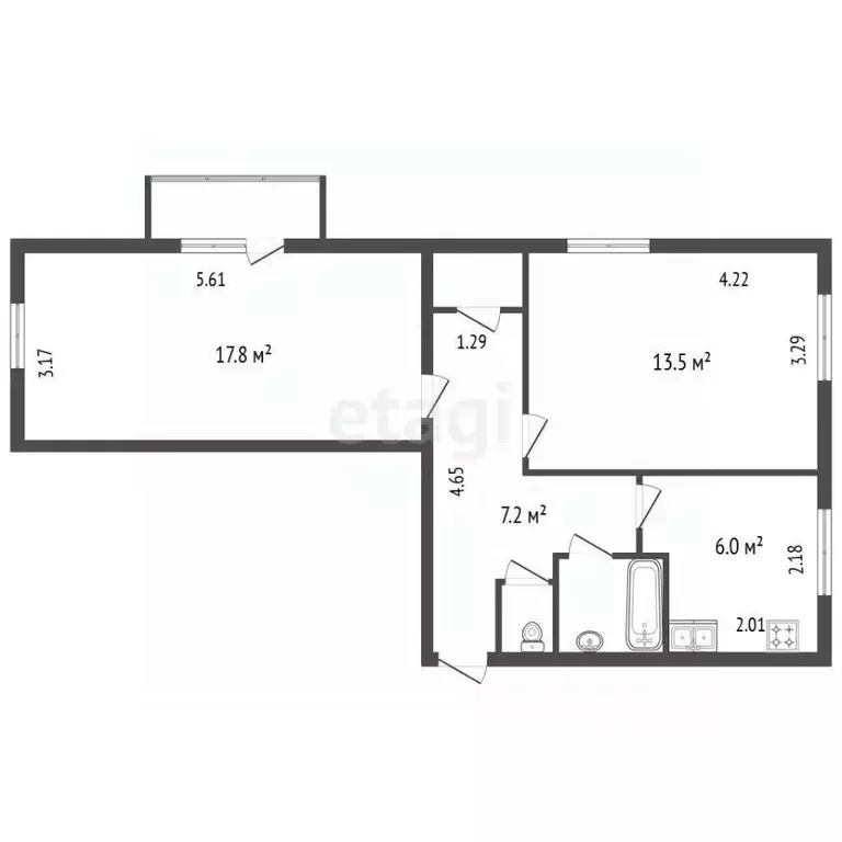 2-к кв. Санкт-Петербург ул. Тельмана, 40 (49.3 м) - Фото 2