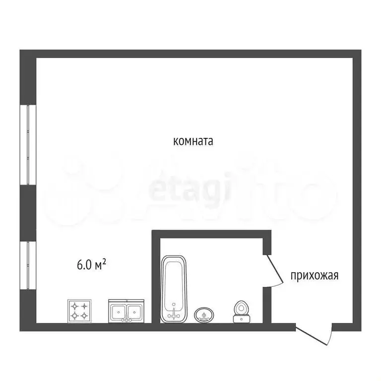 Квартира-студия, 30,6 м, 1/4 эт. - Фото 0