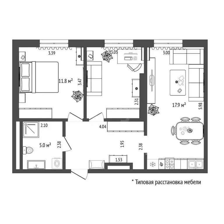 2-комнатная квартира: Тюмень, Новгородская улица, 14 (53.2 м) - Фото 1