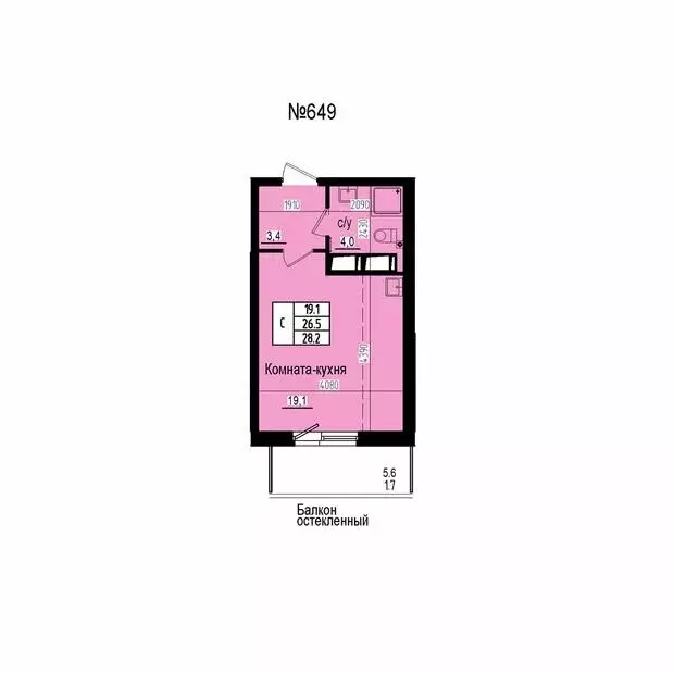 Квартира-студия: посёлок Парголово, Ольгинская дорога, 3/20 (28.2 м) - Фото 2