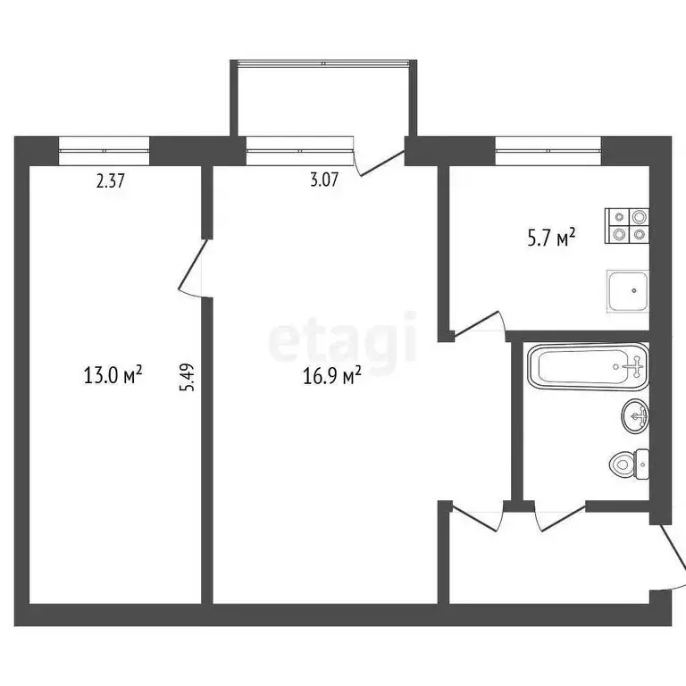 2-комнатная квартира: Вологда, улица Космонавта Беляева, 26 (44 м) - Фото 0