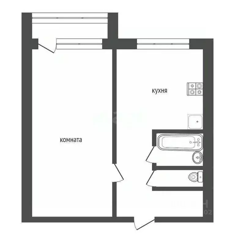 1-к кв. Ленинградская область, Кириши ул. Нефтехимиков, 23 (30.3 м) - Фото 1