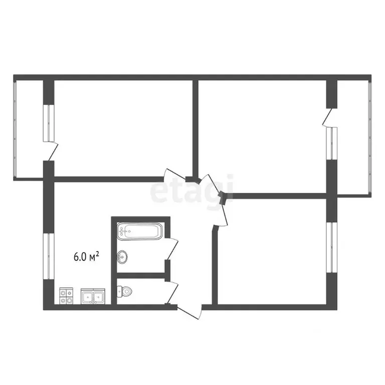 3-к кв. Костромская область, Кострома ул. Скворцова, 20 (55.3 м) - Фото 1