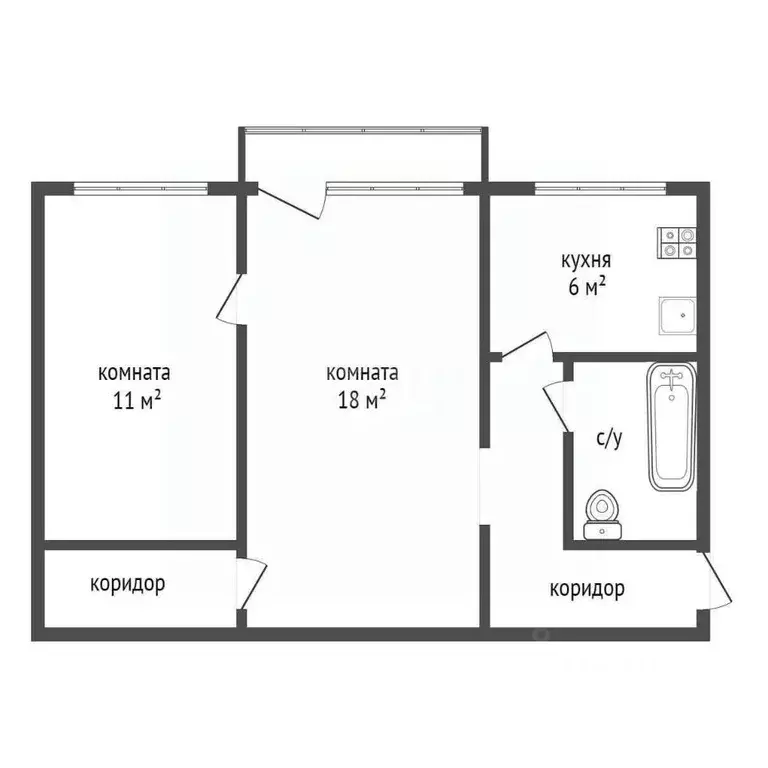 2-к кв. Ленинградская область, Кириши ул. Мира, 19 (44.1 м) - Фото 1