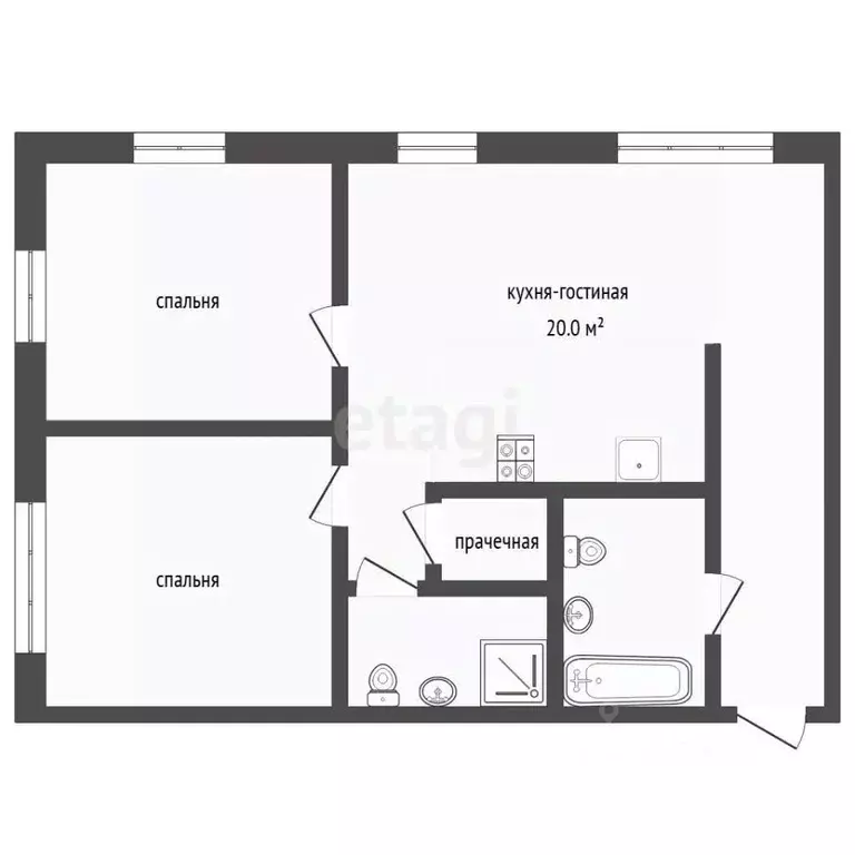 2-к кв. Тюменская область, Тюмень ул. Николая Глебова, 3 (64.0 м) - Фото 1