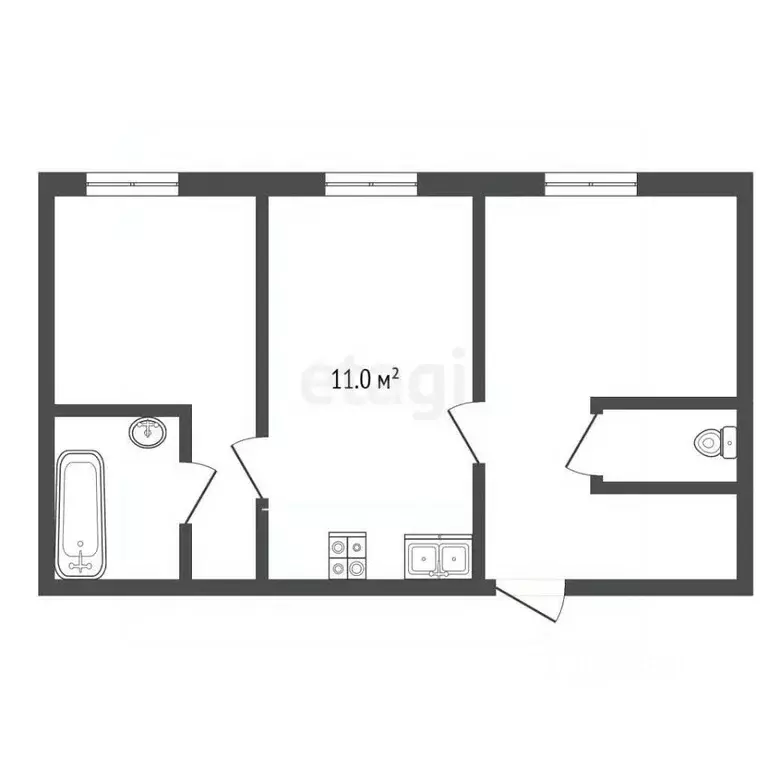 2-к кв. Ростовская область, Азов Азовский район, ул. Мира, 97 (55.0 м) - Фото 2