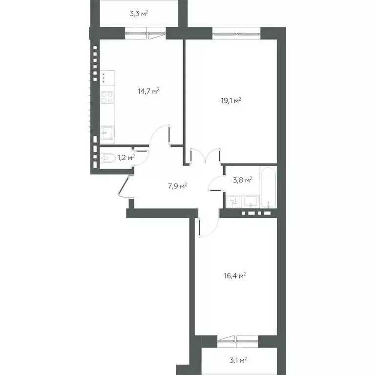 2-комнатная квартира: Петра Дубрава, посёлок городского типа Петра ... - Фото 1
