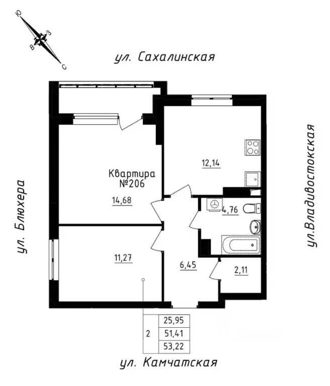 2-к кв. свердловская область, екатеринбург ул. кронштадтская (53.22 м) - Фото 0