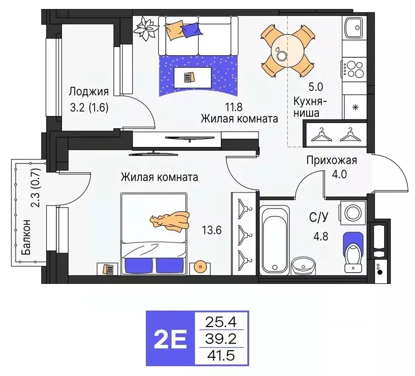 2-к кв. Пермский край, Пермь ул. Карла Модераха, 7 (41.5 м) - Фото 1