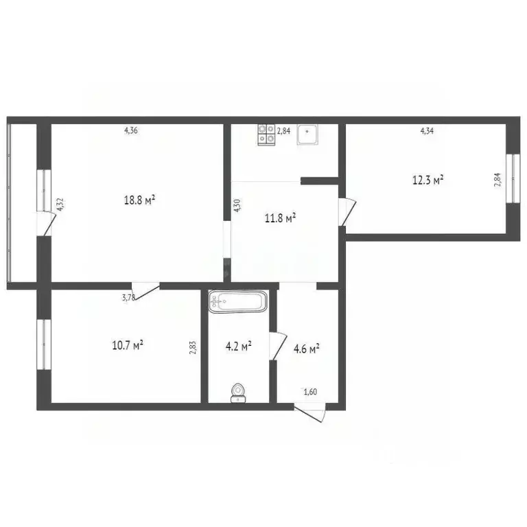 3-к кв. Кемеровская область, Кемерово ул. Авроры, 10 (62.4 м) - Фото 2
