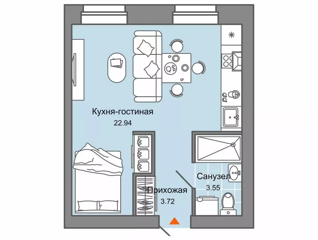 Квартира-студия: Киров, улица Дмитрия Козулева, 11 (30 м) - Фото 1