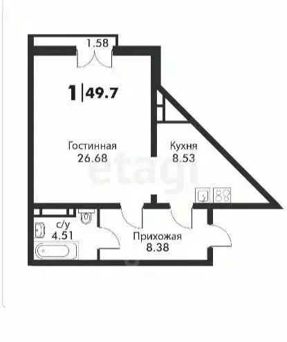 1-к кв. Дагестан, Махачкала ул. Хаджи Булача, 17Б (54.0 м) - Фото 0