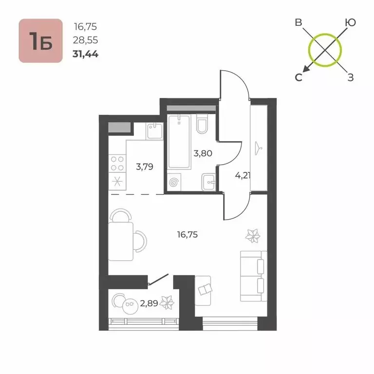 Квартира-студия: Екатеринбург, улица Академика Ландау, 34 (30 м) - Фото 0