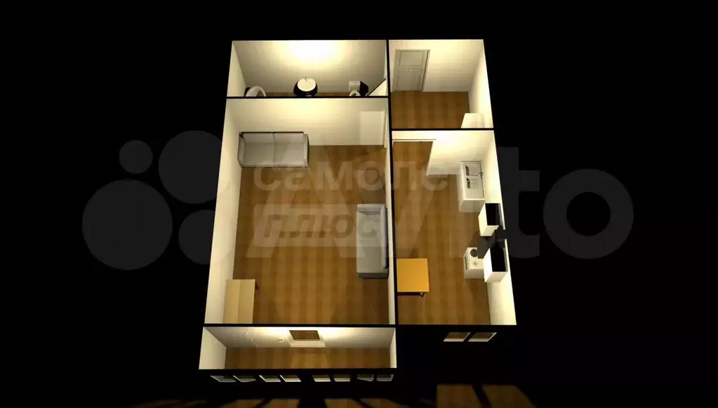 1-к. квартира, 35,6 м, 1/3 эт. - Фото 1