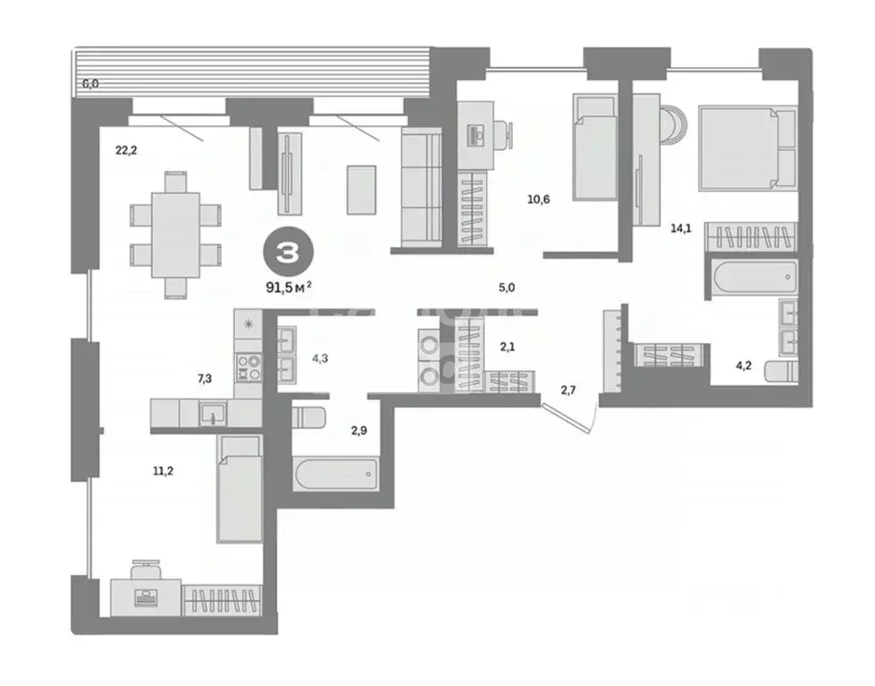 3-к кв. Москва Тагильская ул., вл5с13 (91.5 м) - Фото 2