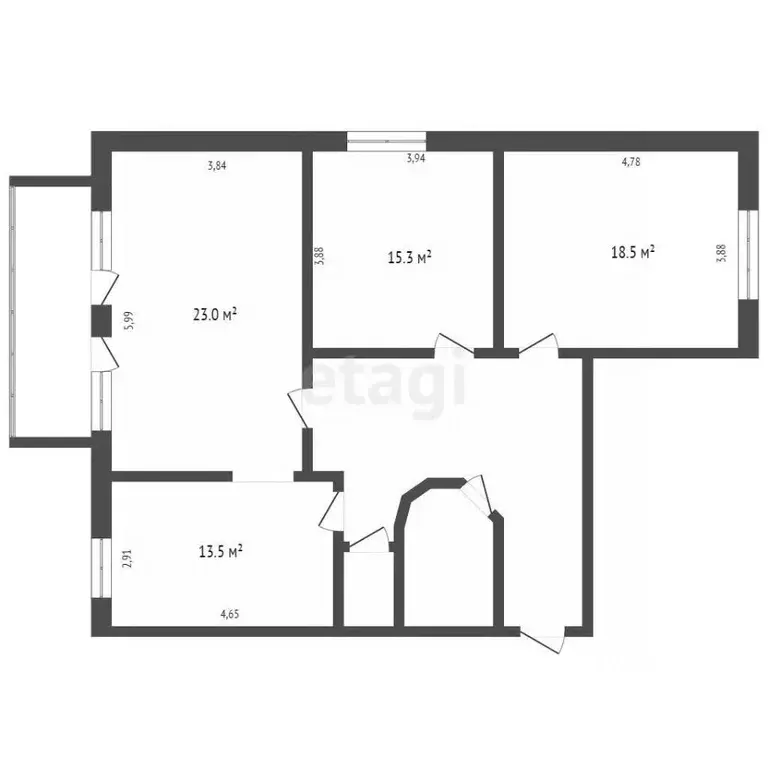 3-к кв. Томская область, Томск просп. Кирова, 54/1 (98.4 м) - Фото 1