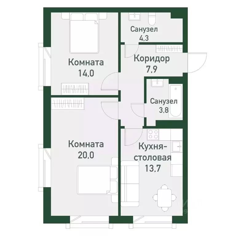 2-к кв. Челябинская область, Челябинский городской округ, пос. ... - Фото 0