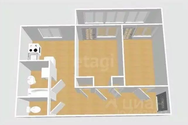 2-к кв. Сахалинская область, Южно-Сахалинск ул. Д.Н. Крюкова, 64 (59.0 ... - Фото 1