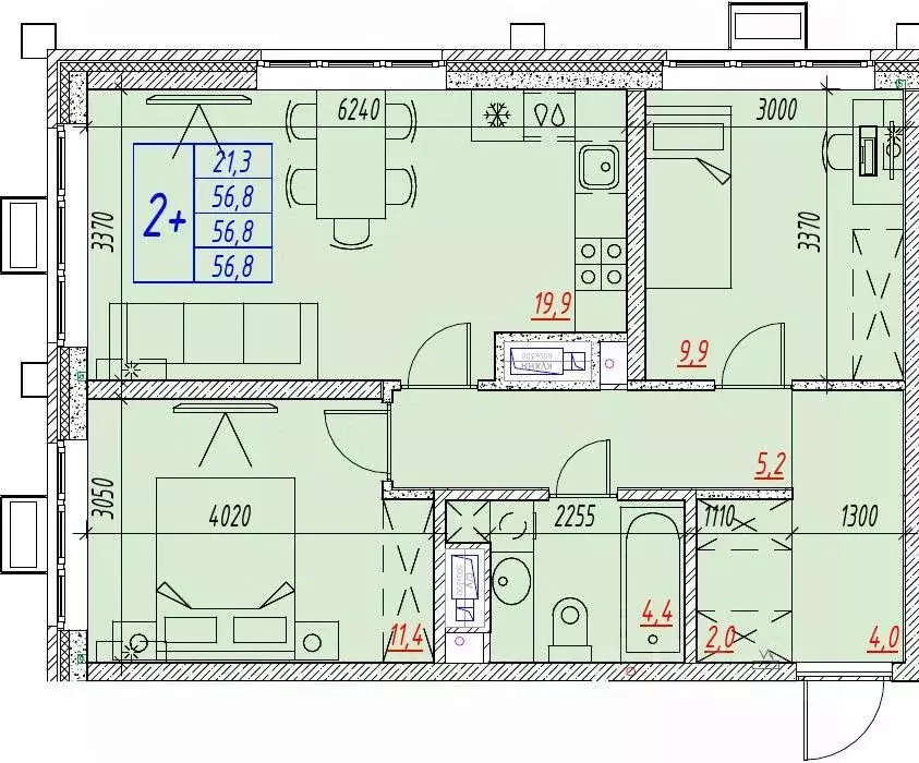 3-к кв. Астраханская область, Астрахань ул. Бэра, 29 (56.8 м) - Фото 1