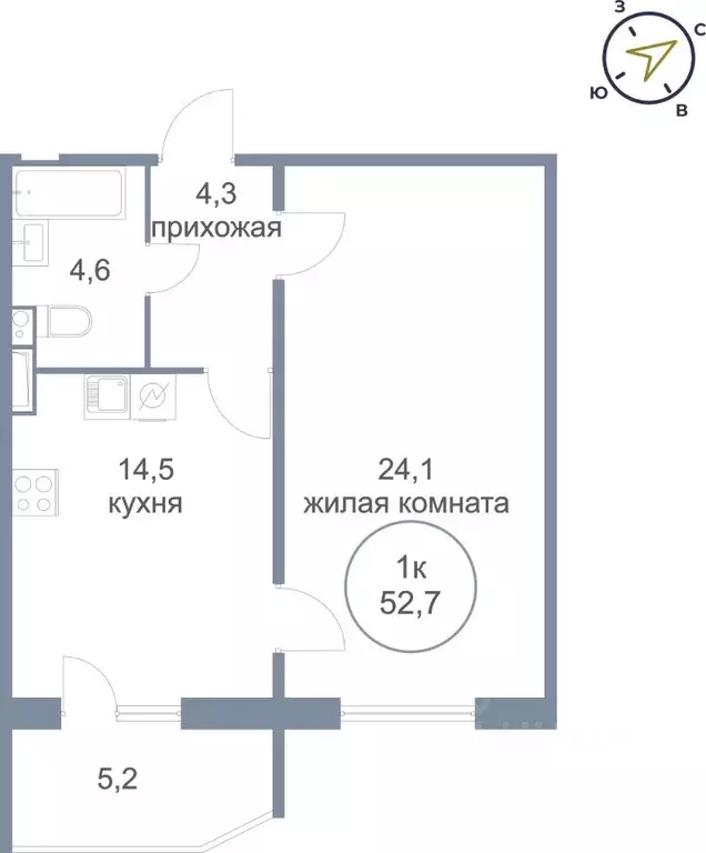 1-к кв. Ханты-Мансийский АО, Сургут тракт Югорский, 54/1 (52.7 м) - Фото 0