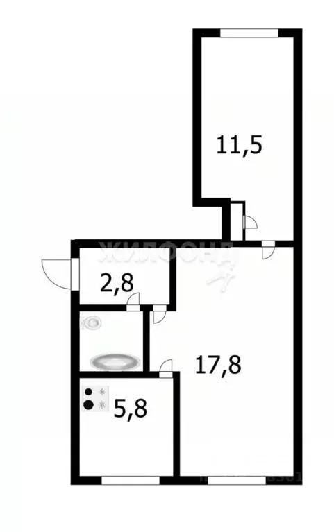 2-к кв. Новосибирская область, Новосибирск ул. Титова, 11 (40.0 м) - Фото 1