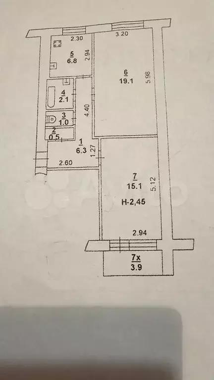 2-к. квартира, 55 м, 8/9 эт. - Фото 0