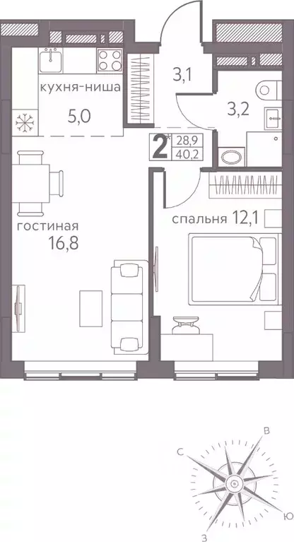 2-к кв. Пермский край, Пермь ул. Серебристая, 3А (40.2 м) - Фото 0