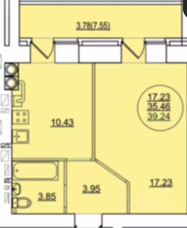1-к кв. Марий Эл, Йошкар-Ола Театральный мкр, 280-й кв-л,  (39.24 м) - Фото 1